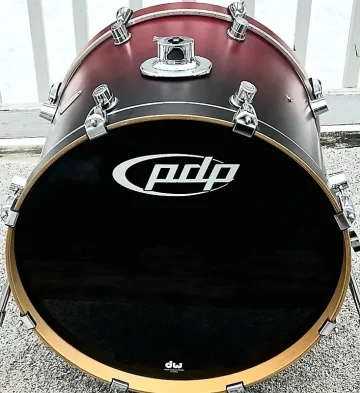 PDP PACIFIC FS SERIES (BIRCH) 16"X22" FACTORY BLACK CHERRY FADE BASS DRUM-SHIPS FREE TO C-USA!