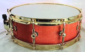 CUSTOM BRAZEN CRIMSON & BRASS HONEYLOCUST STAVE SNARE DRUM - SHIPS FREE TO CONT USA - Image 3