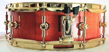 CUSTOM BRAZEN CRIMSON & BRASS HONEYLOCUST STAVE SNARE DRUM - SHIPS FREE TO CONT USA - Image 5