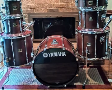 YAMAHA GEN1 STAGE CUSTOM W/ SNARE SHELL PACK! 7 PC TOTAL-CHOCOLATE SATIN-FREE SHIP TO CUSA! - Image 2