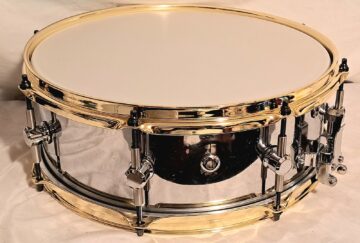 CUSTOM ALUMINUM GOLDEN HALO (BRASS PLATED HOOPS SET) SNARE DRUM SEAMLESS - FREE SHIP TO CUSA!