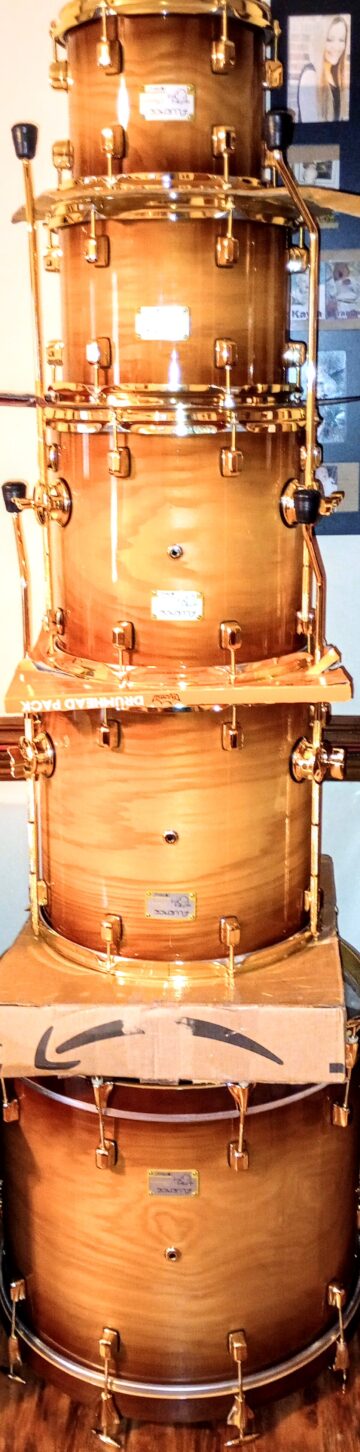 ODERY (RARE FIND IN USA) 5 PIECE SHELL PACK IN BRONZED AMBER FADE WITH 22" BASS 16, 14, 12, 10 TOMS - FREE SHIP TO CUSA! - Image 5