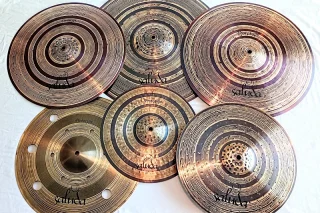 SALUDA PROTOTYPE: DARK THIN CYMBAL SET 12,13's,15,16,17,19" CRASH/EFFECTS PACK 7 total cymbals- FREE SHIP TO CUSA!