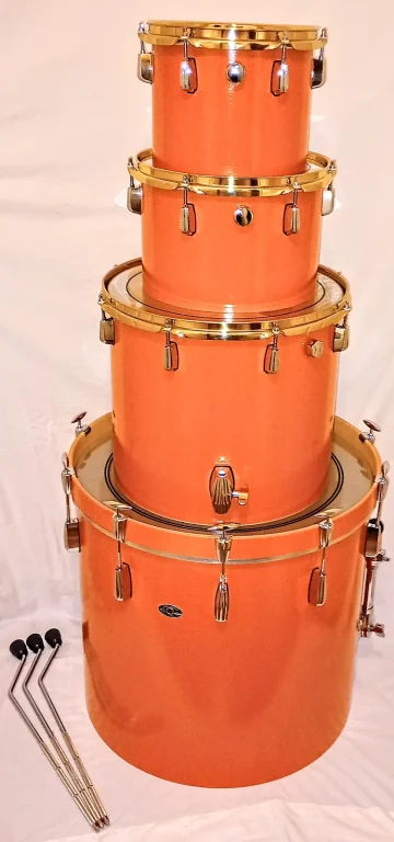 CUSTOM ORANGE MAPLE CONCERT SHELL PACK - 22" - 16" - 12" - 10" - 8"  WITH PEARL PICCOLO MATCHING SD - FREE SHIP CUSA! - Image 5