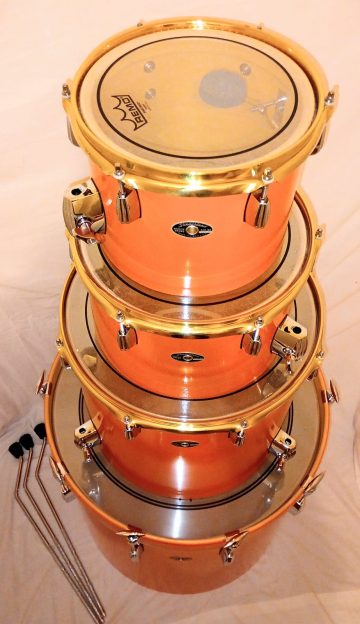 CUSTOM ORANGE MAPLE CONCERT SHELL PACK - 22" - 16" - 12" - 10" - 8"  WITH PEARL PICCOLO MATCHING SD - FREE SHIP CUSA! - Image 2