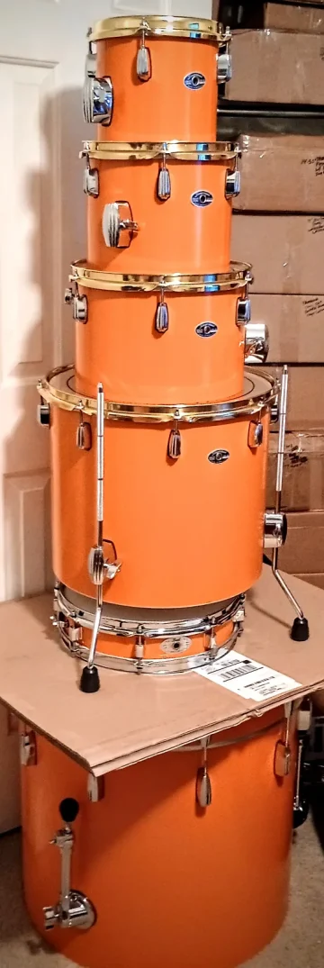 CUSTOM ORANGE MAPLE CONCERT SHELL PACK - 22" - 16" - 12" - 10" - 8"  WITH PEARL PICCOLO MATCHING SD - FREE SHIP CUSA! - Image 4