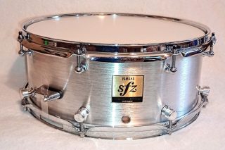 YAMAHA SFZ CUSTOM SNARE DRUM BRUSHED ALUMINUM WRAP-TRICK LUGS/BUTTERFLY DROP STRAINER FREE SHIP TO C-USA!