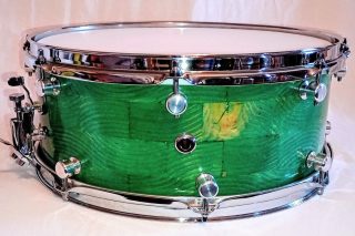 MP CUSTOM STAVE SNARE DRUM WITH INSTA-DROP STRAINING SYSTEM™ PONDEROSA GREEN LACQUER AND SHIPS FREE TO C-USA!