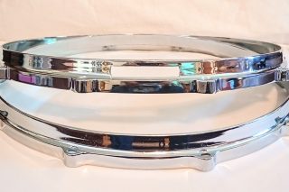 ALUMINUM SNARE DRUM HOOPS SET 14/10L - CHROME PLATING - FREE SHIP TO C-USA!