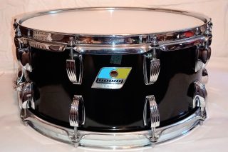 LUDWIG 70'S VINTAGE STACKED LUG SNARE DRUM BLACK CORTEX WRAP - FREE SHIP TO C-USA!