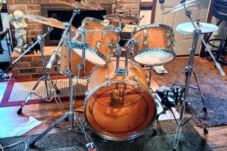 CB 700 VINTAGE FULL DRUM KIT WITH COOL RETRO SATIN WRAP-SABIAN CYMBALS-FREE SHIP TO C-USA!