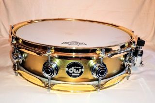 DW RAW BRASS PROTOTYPE UTILITY SNARE DRUM - FREE SHIP TO C-USA!